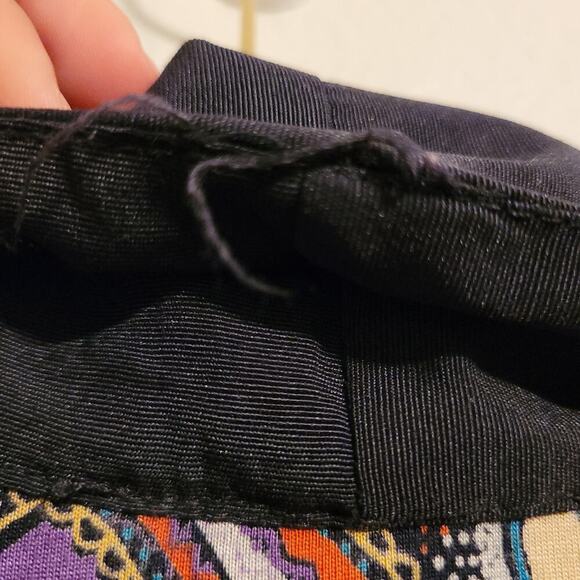 Vintage Vivi Womens Paisley Button Down Dress S Black Shawl Neck Sheer Sleeve - Picture 8 of 14